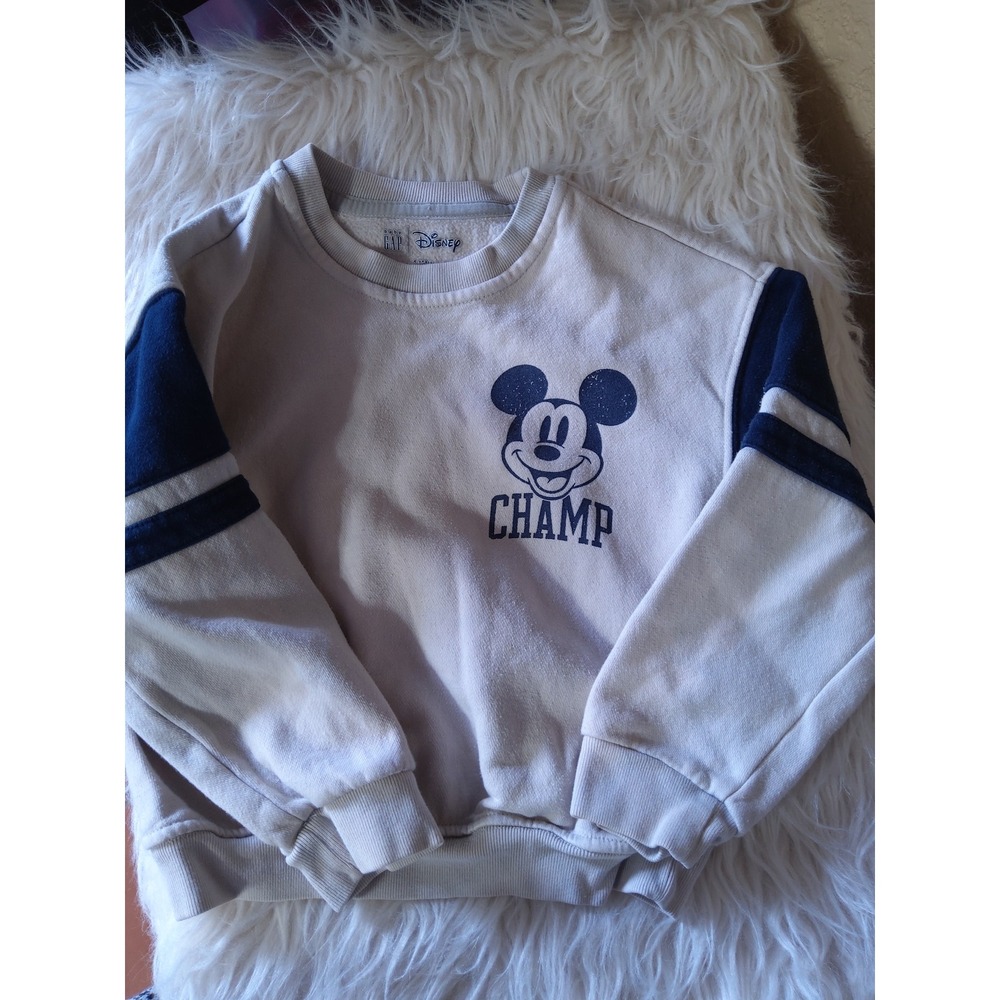 Baby Gap Disney Mickey Mouse Champ Sweatshirt Gray Navy Blue 4T Pullover